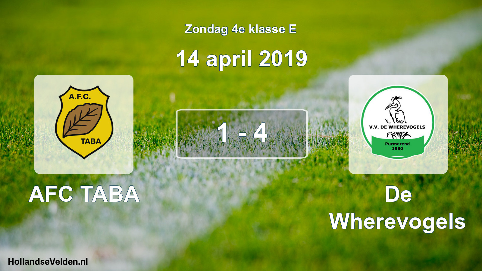 Total number of matches played: AFC TABA - De Wherevogels 1 - 4 (14 April 2019)