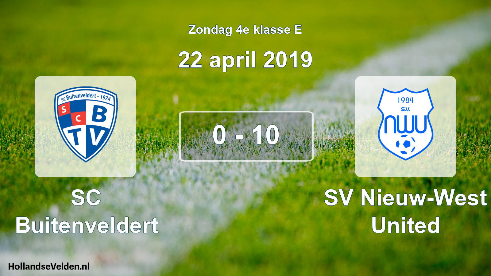 Total number of matches played: SC Buitenveldert - SV Nieuw-West United 0 - 10 (22 April 2019)