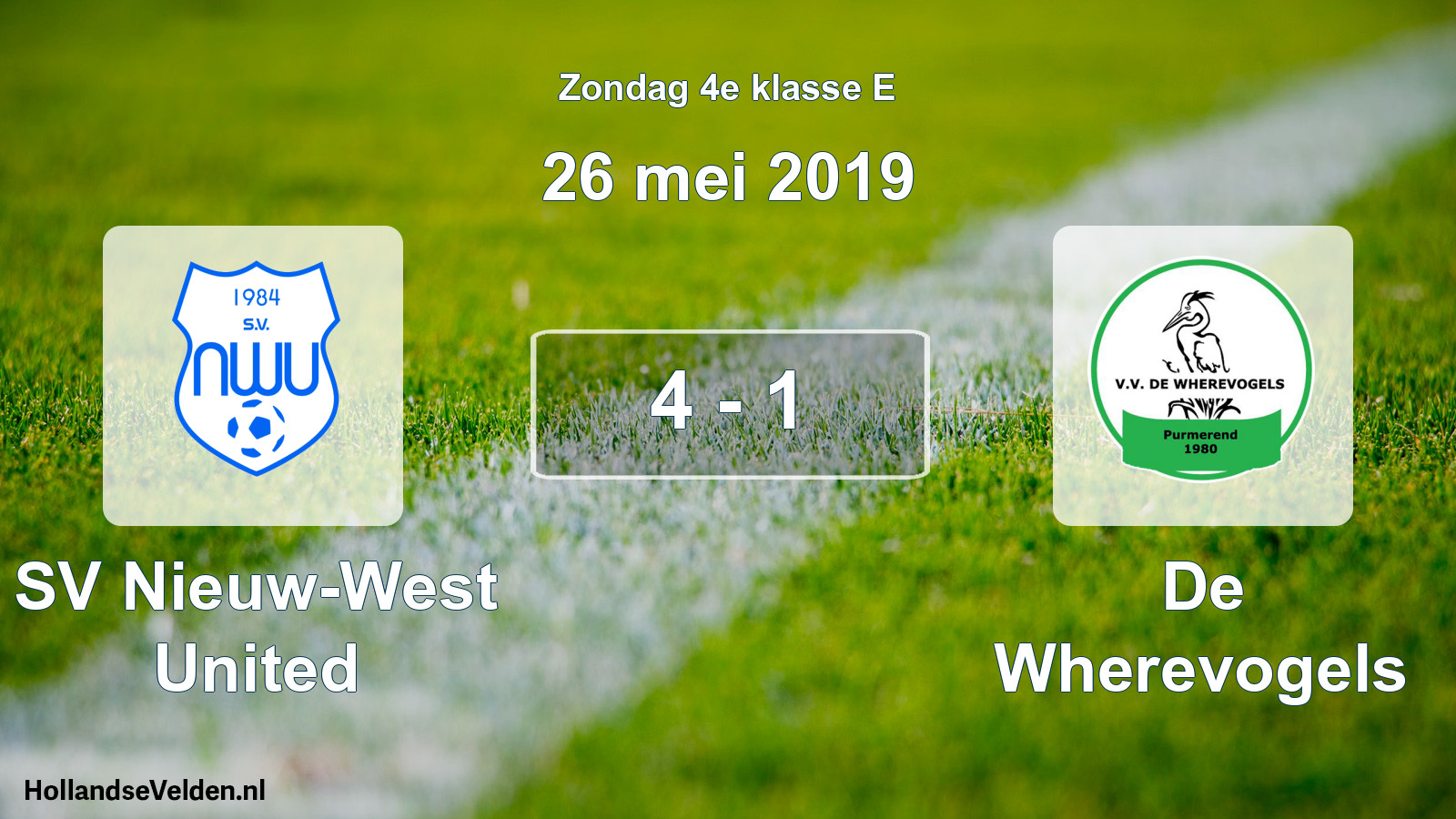 Total number of matches played: SV Nieuw-West United - De Wherevogels 4 - 1 (26 May 2019)