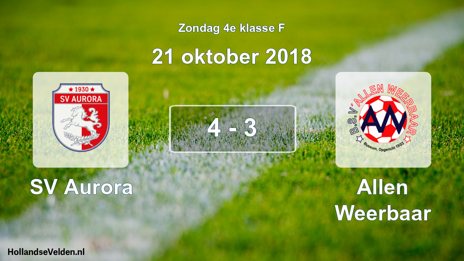 Total number of matches played: SV Aurora - Allen Weerbaar 4 - 3 (21 October 2018)