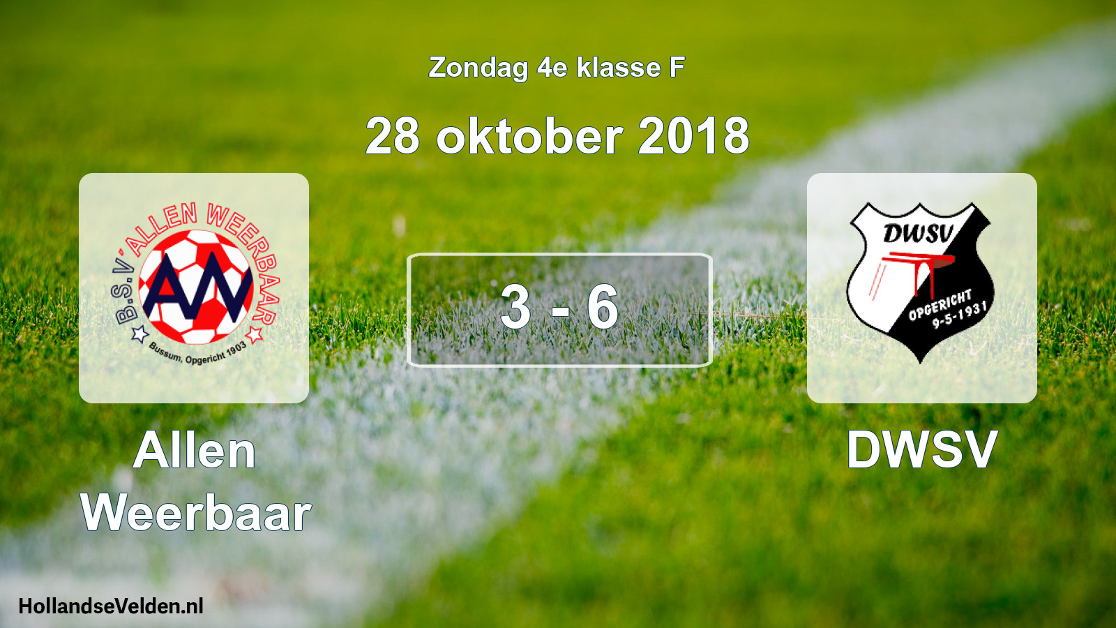 Total number of matches played: Allen Weerbaar - DWSV 3 - 6 (28 October 2018)