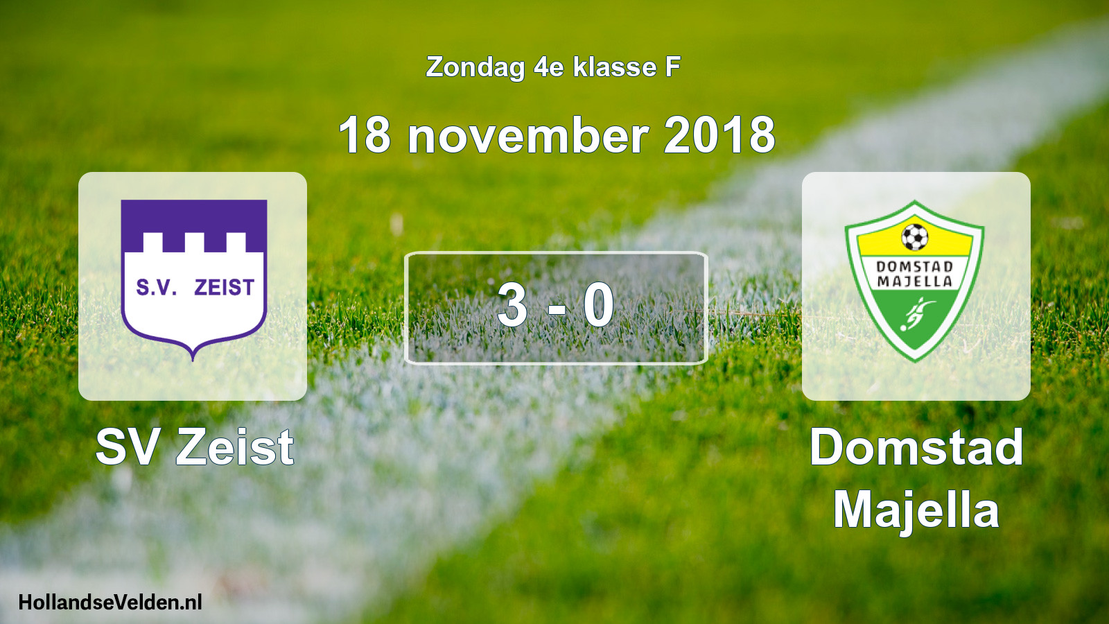 Total number of matches played: SV Zeist - Domstad Majella 3 - 0 (18 November 2018)