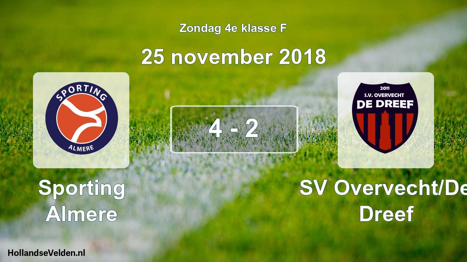 Total number of matches played: Sporting Almere - SV Overvecht/De Dreef 4 - 2 (25 November 2018)