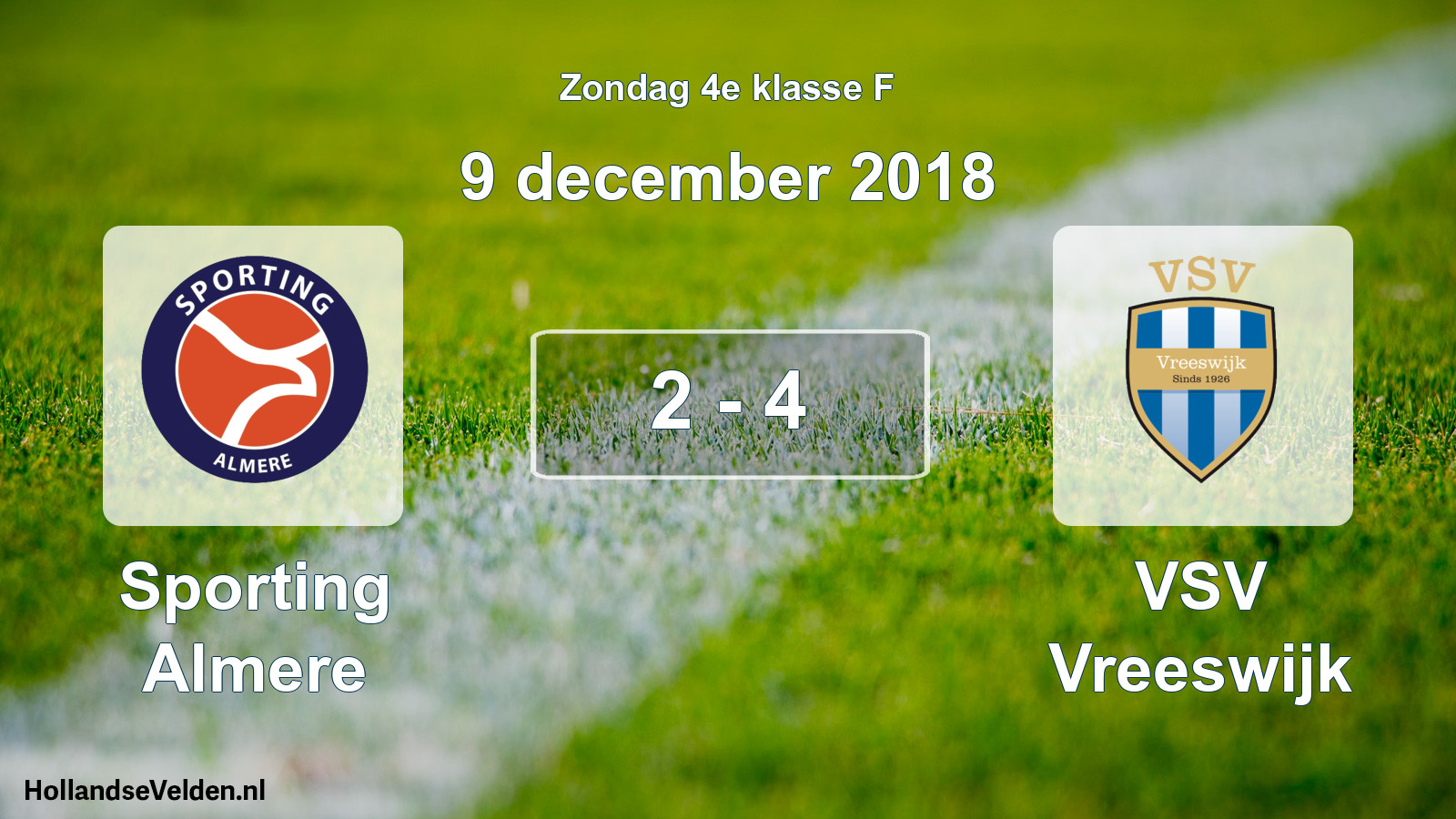 Total number of matches played: Sporting Almere - VSV Vreeswijk 2 - 4 (9 December 2018)