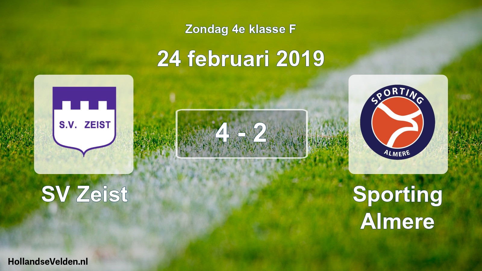 Total number of matches played: SV Zeist - Sporting Almere 4 - 2 (24 February 2019)