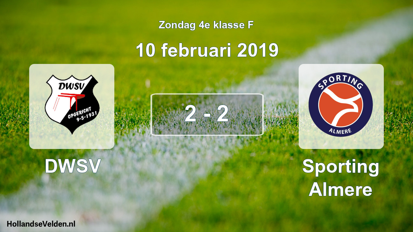 Total number of matches played: DWSV - Sporting Almere 2 - 2 (10 February 2019)