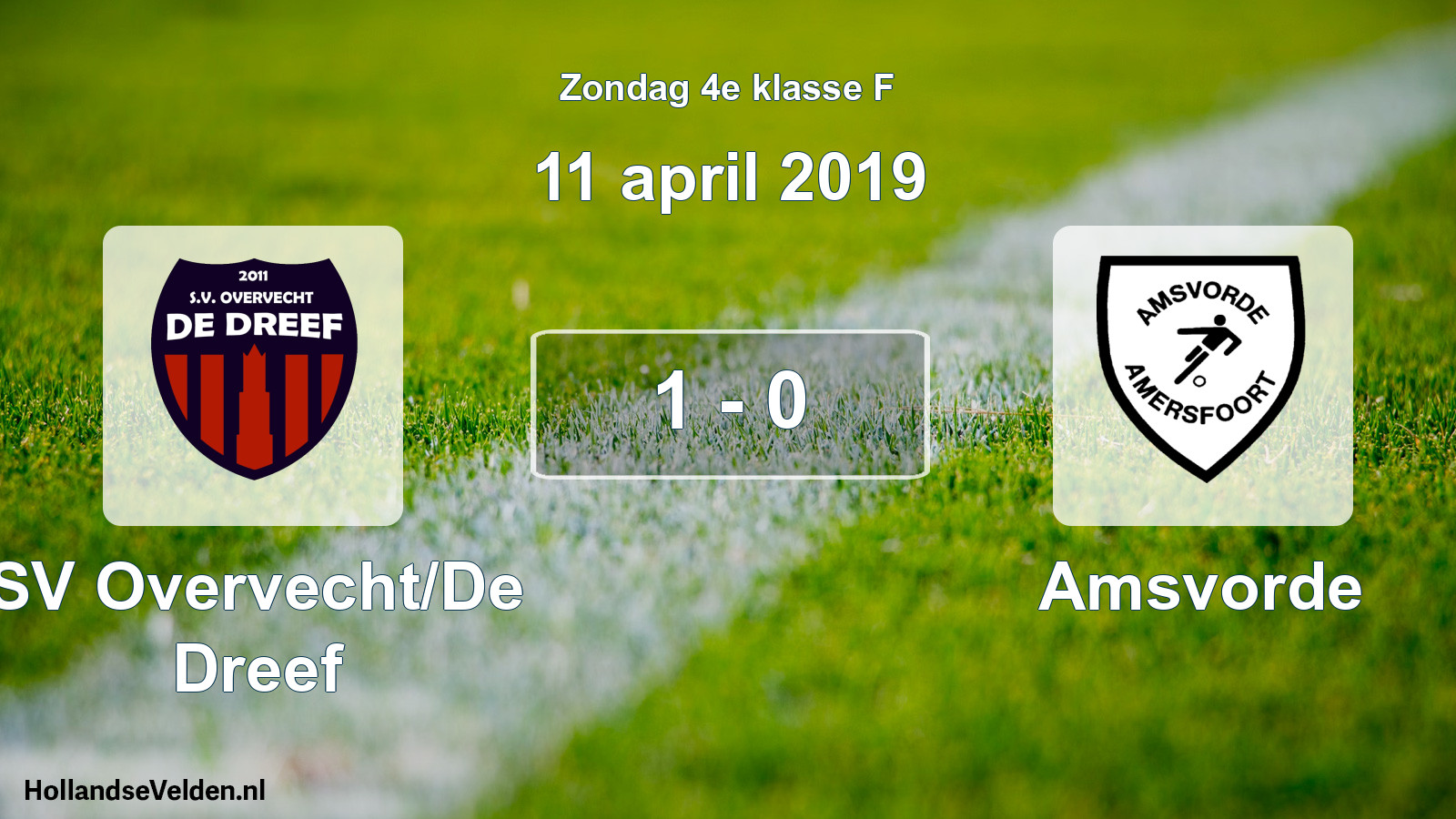 Total number of matches played: SV Overvecht/De Dreef - Amsvorde 1 - 0 (11 April 2019)