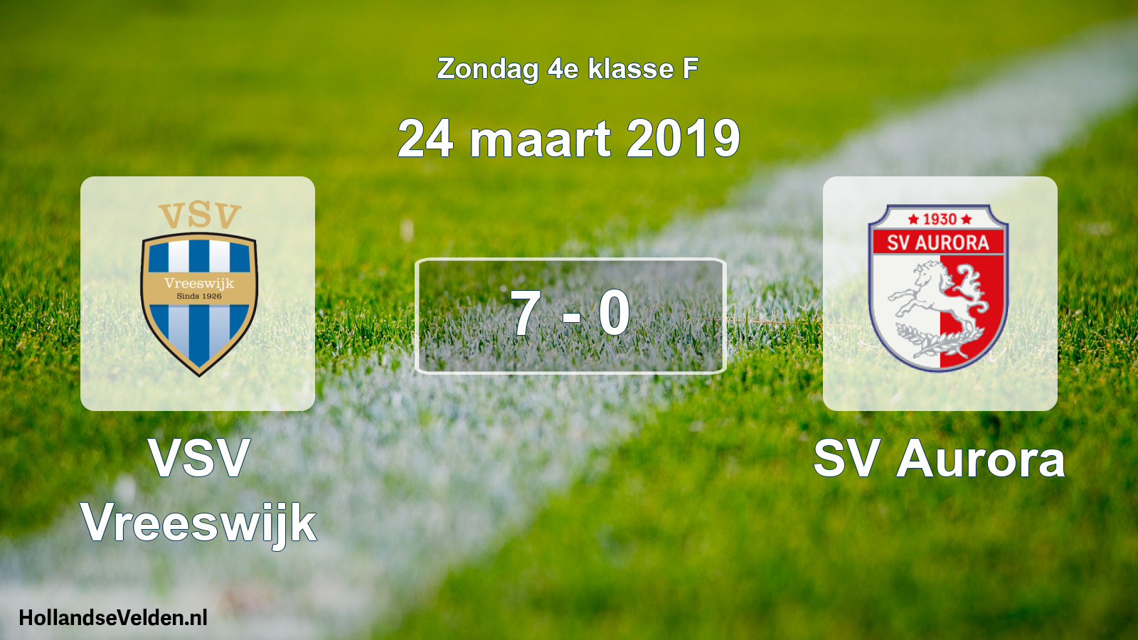 Total number of matches played: VSV Vreeswijk - SV Aurora 7 - 0 (24 March 2019)