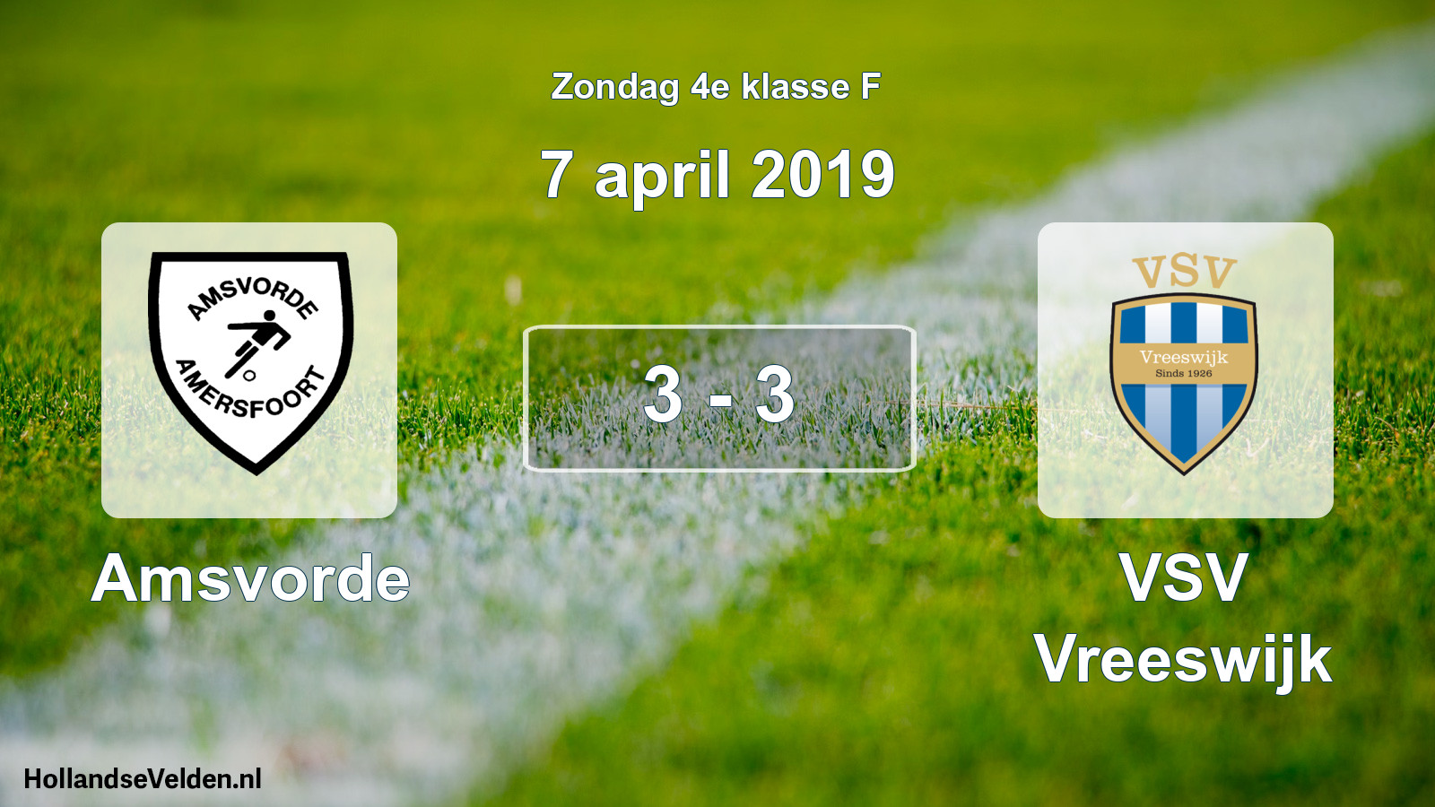 Total number of matches played: Amsvorde - VSV Vreeswijk 3 - 3 (7 April 2019)
