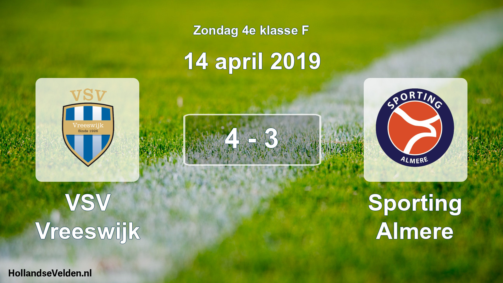 Total number of matches played: VSV Vreeswijk - Sporting Almere 4 - 3 (14 April 2019)