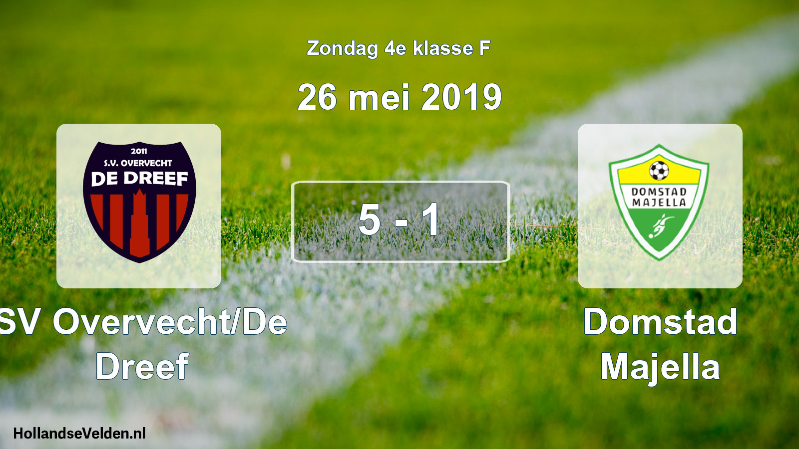 Total number of matches played: SV Overvecht/De Dreef - Domstad Majella 5 - 1 (26 May 2019)