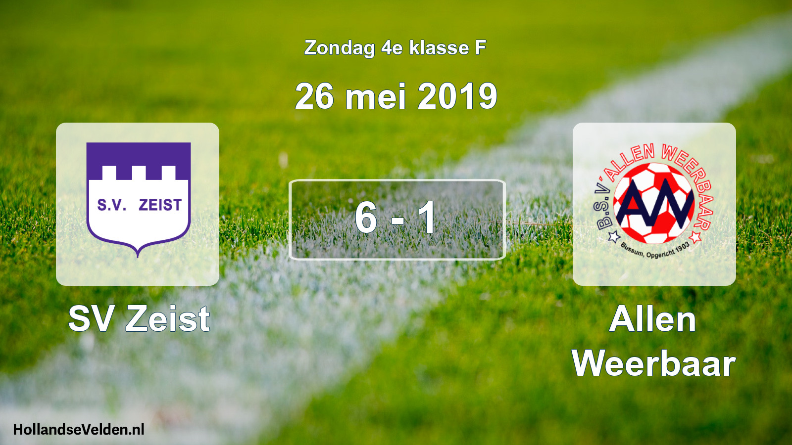 Total number of matches played: SV Zeist - Allen Weerbaar 6 - 1 (26 May 2019)
