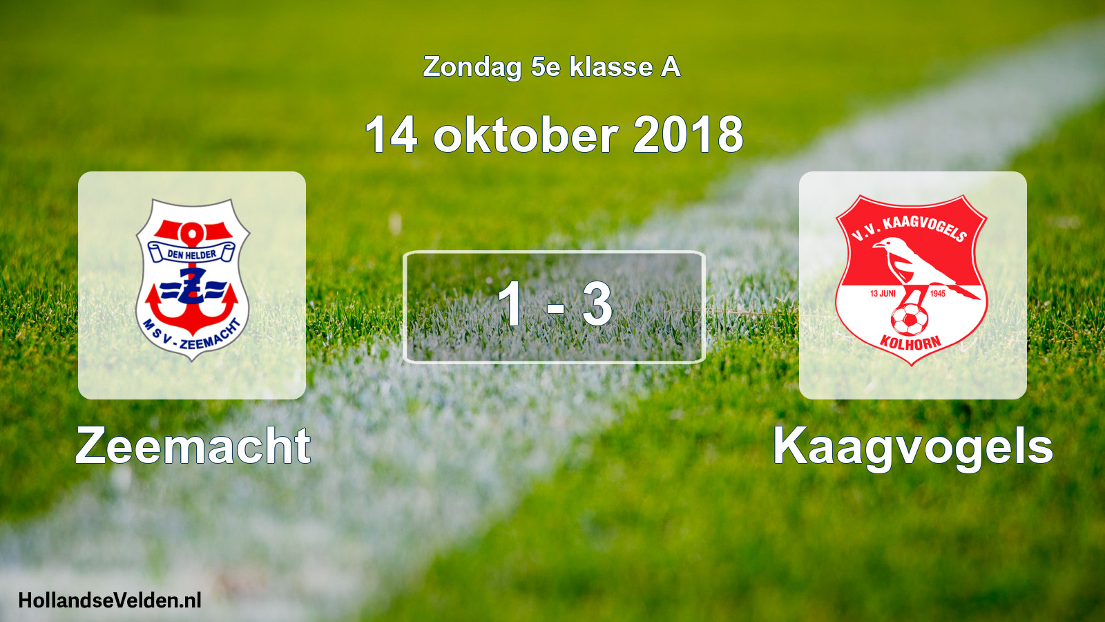 Total number of matches played: Zeemacht - Kaagvogels 1 - 3 (14 October 2018)