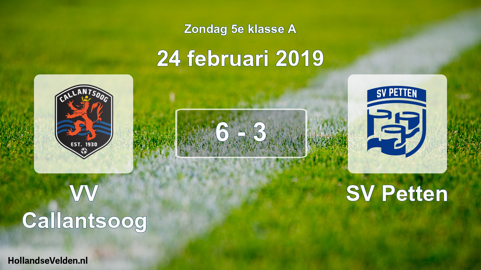 Total number of matches played: VV Callantsoog - SV Petten 6 - 3 (24 February 2019)