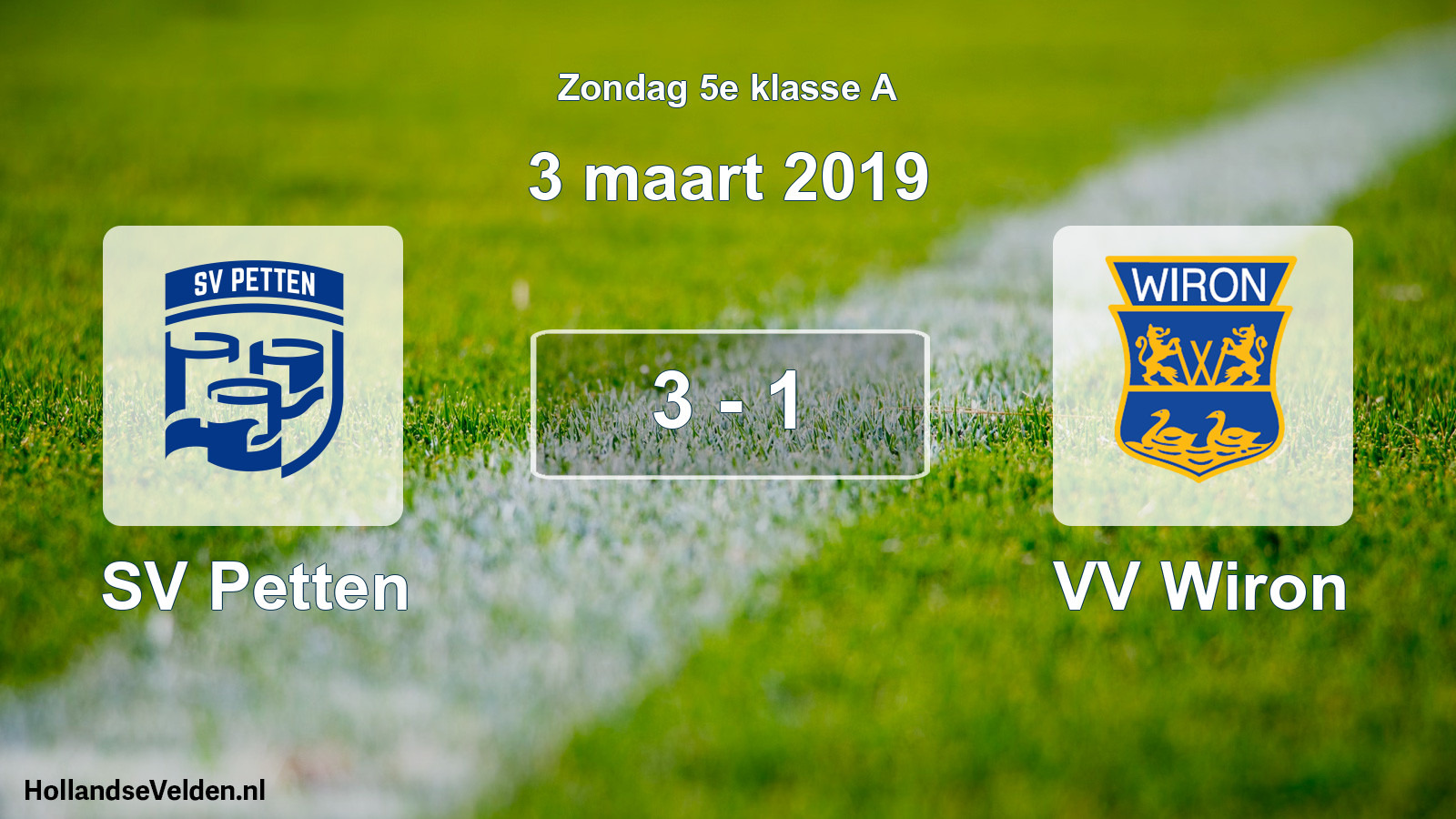 Total number of matches played: SV Petten - VV Wiron 3 - 1 (3 March 2019)