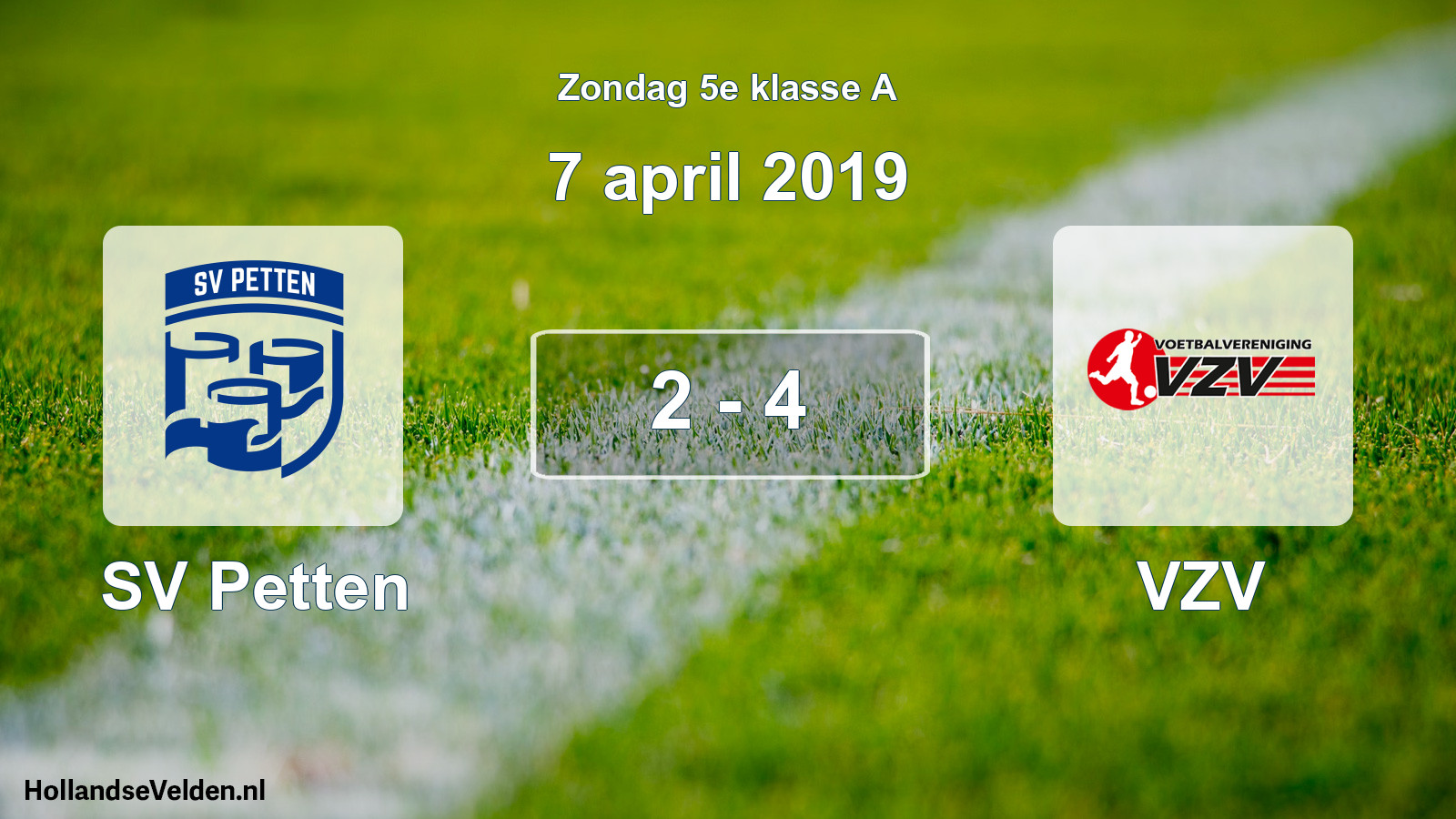 Total number of matches played: SV Petten - VZV 2 - 4 (7 April 2019)