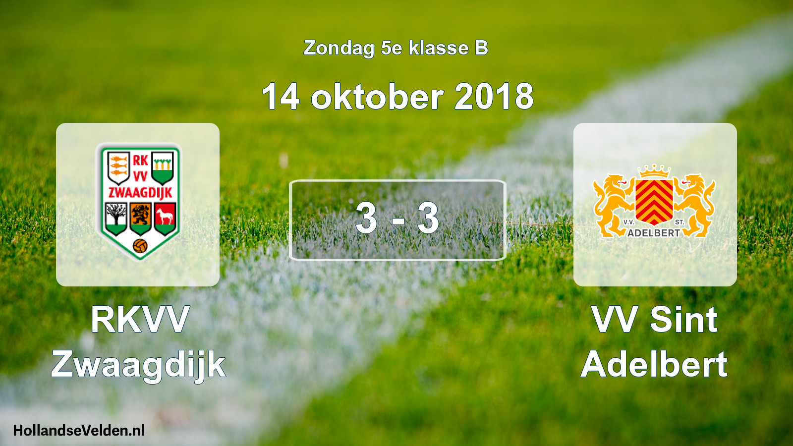 Total number of matches played: RKVV Zwaagdijk - VV Sint Adelbert 3 - 3 (14 October 2018)