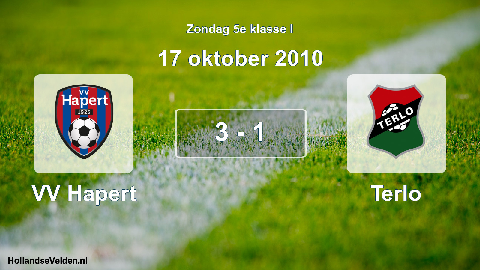Total number of matches played: VV Hapert - Terlo 3 - 1 (17 October 2010)