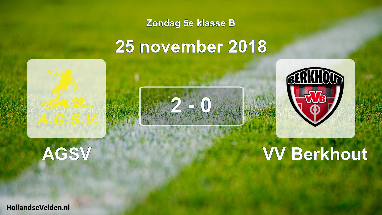 Total number of matches played: AGSV - VV Berkhout 2 - 0 (25 November 2018)