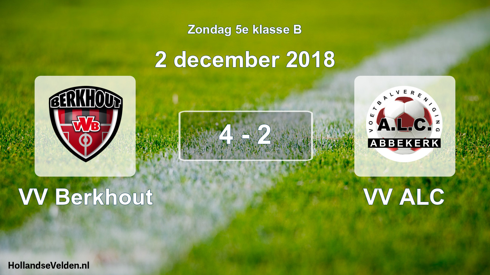 Total number of matches played: VV Berkhout - VV ALC 4 - 2 (2 December 2018)