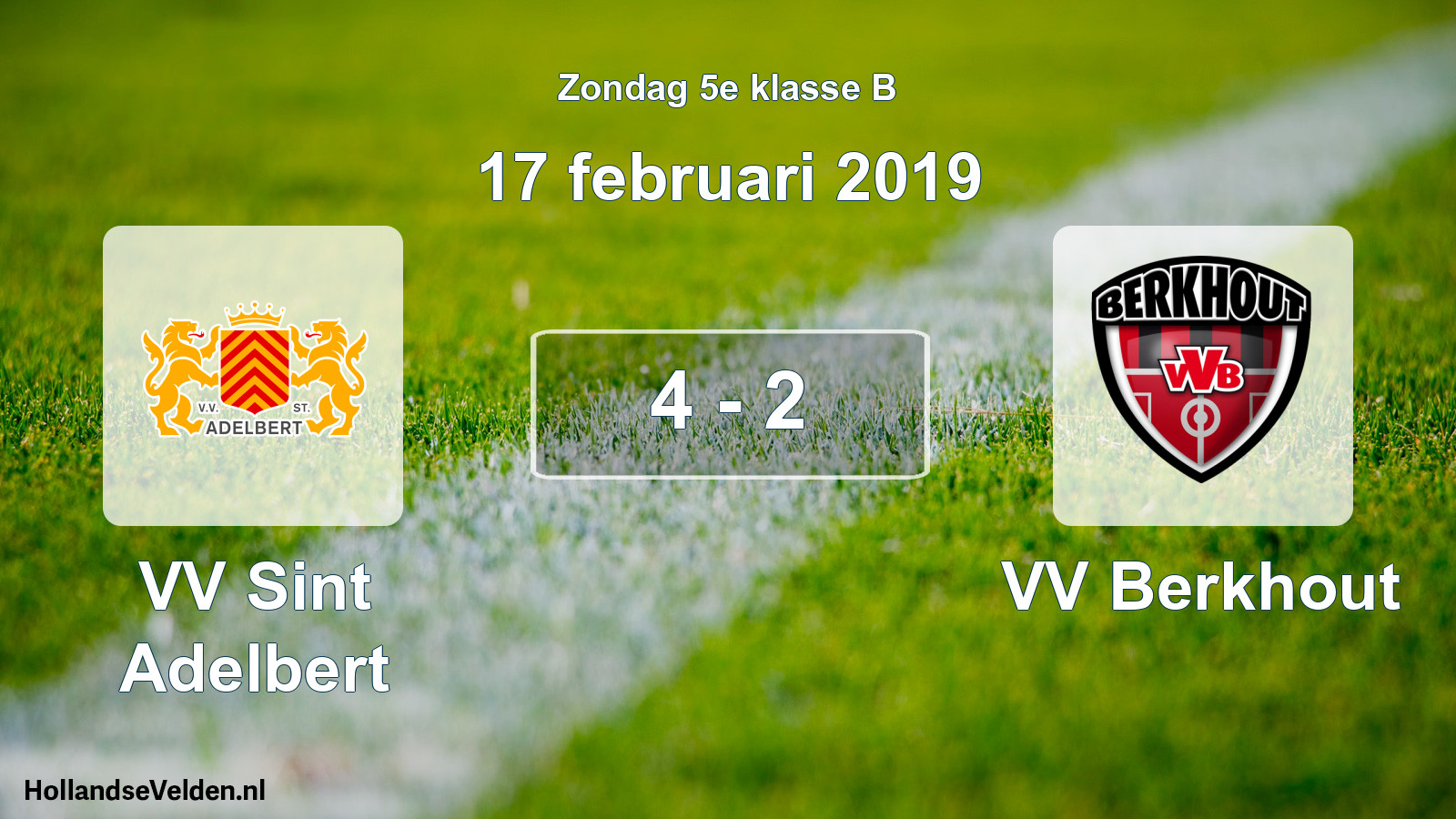 Total number of matches played: VV Sint Adelbert - VV Berkhout 4 - 2 (17 February 2019)