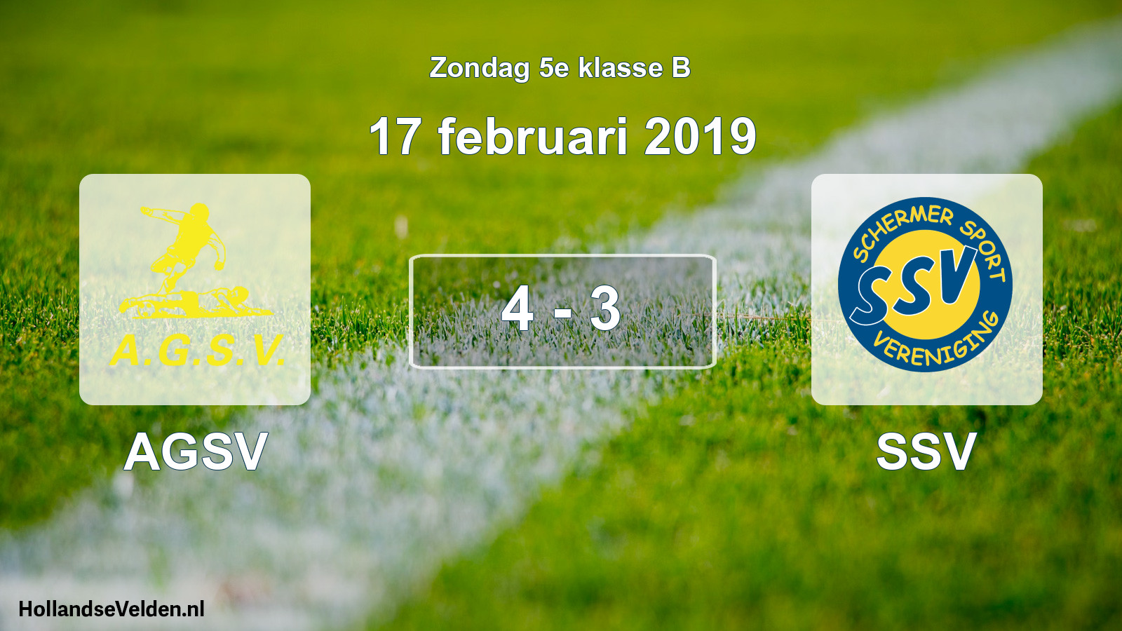 Total number of matches played: AGSV - SSV 4 - 3 (17 February 2019)