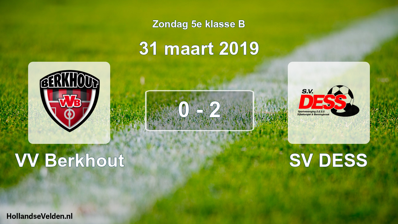 Total number of matches played: VV Berkhout - SV DESS 0 - 2 (31 March 2019)