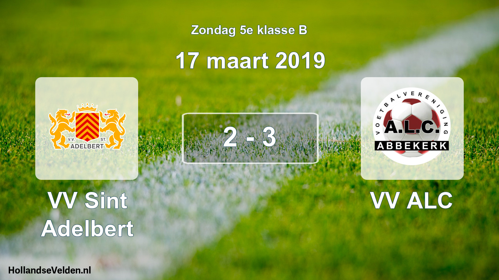 Total number of matches played: VV Sint Adelbert - VV ALC 2 - 3 (17 March 2019)