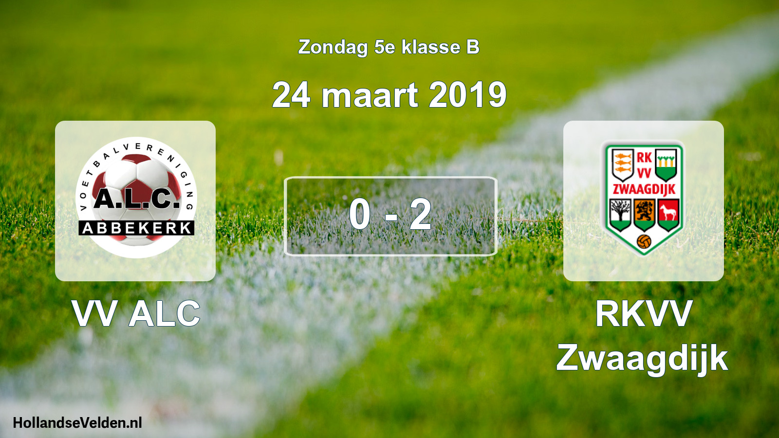 Total number of matches played: VV ALC - RKVV Zwaagdijk 0 - 2 (24 March 2019)