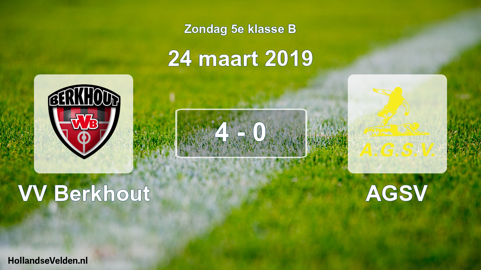 Total number of matches played: VV Berkhout - AGSV 4 - 0 (24 March 2019)