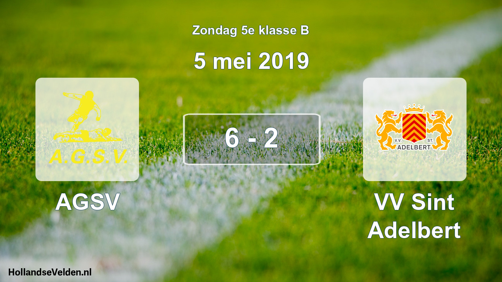 Total number of matches played: AGSV - VV Sint Adelbert 6 - 2 (5 May 2019)