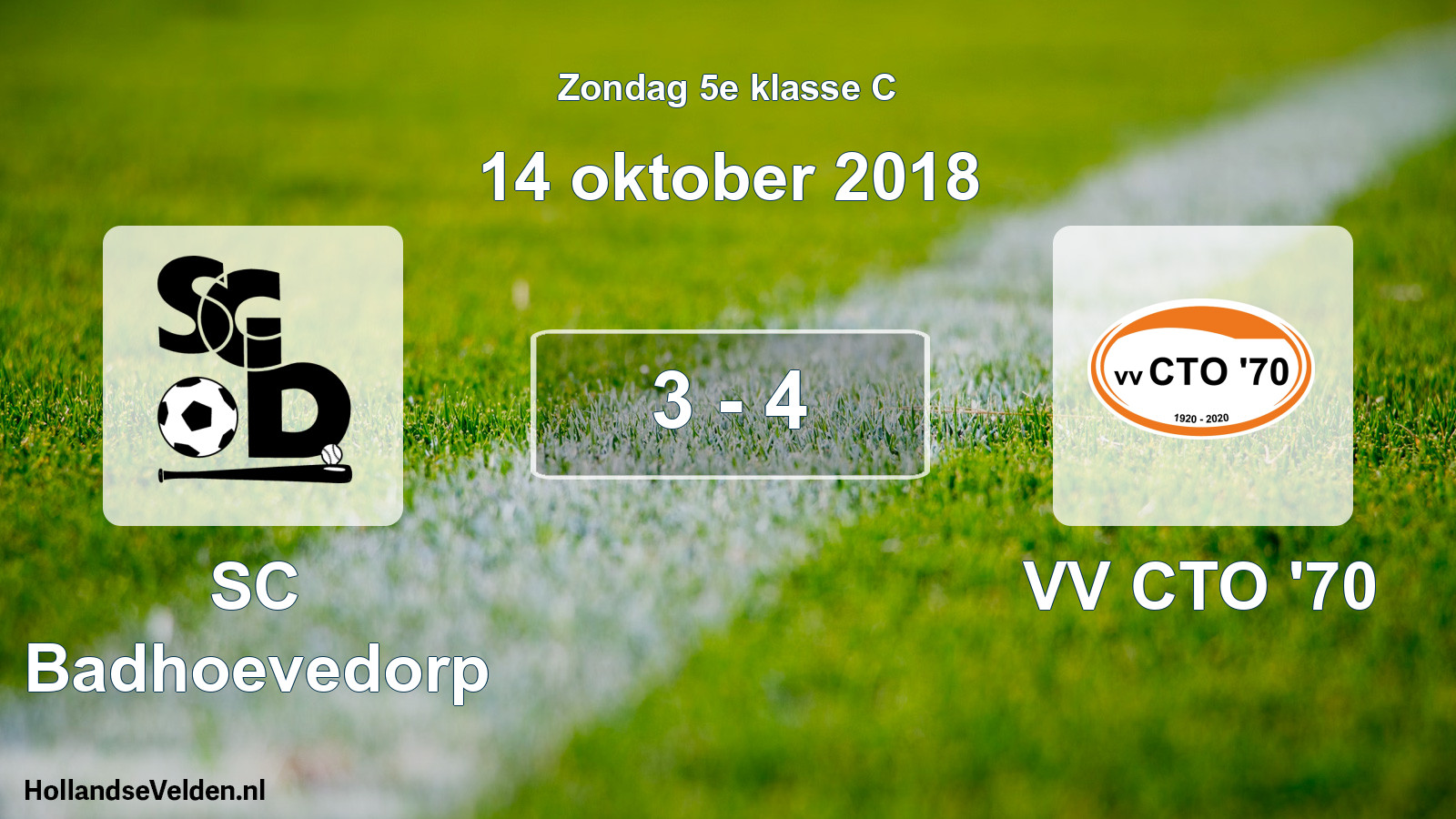 Total number of matches played: SC Badhoevedorp - VV CTO '70 3 - 4 (14 October 2018)