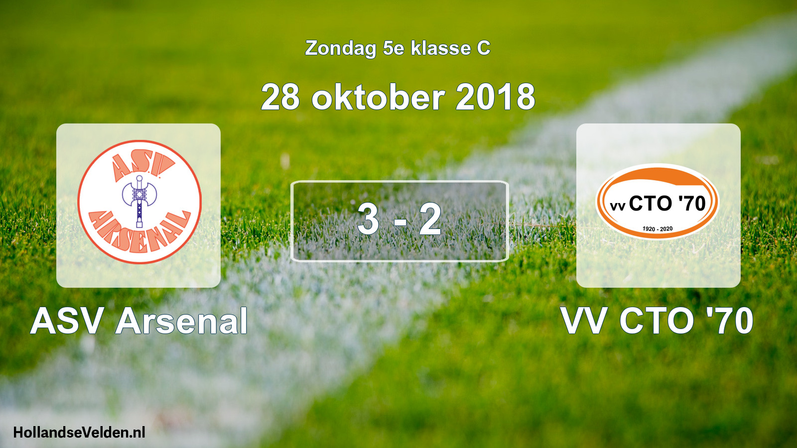 Total number of matches played: ASV Arsenal - VV CTO '70 3 - 2 (28 October 2018)
