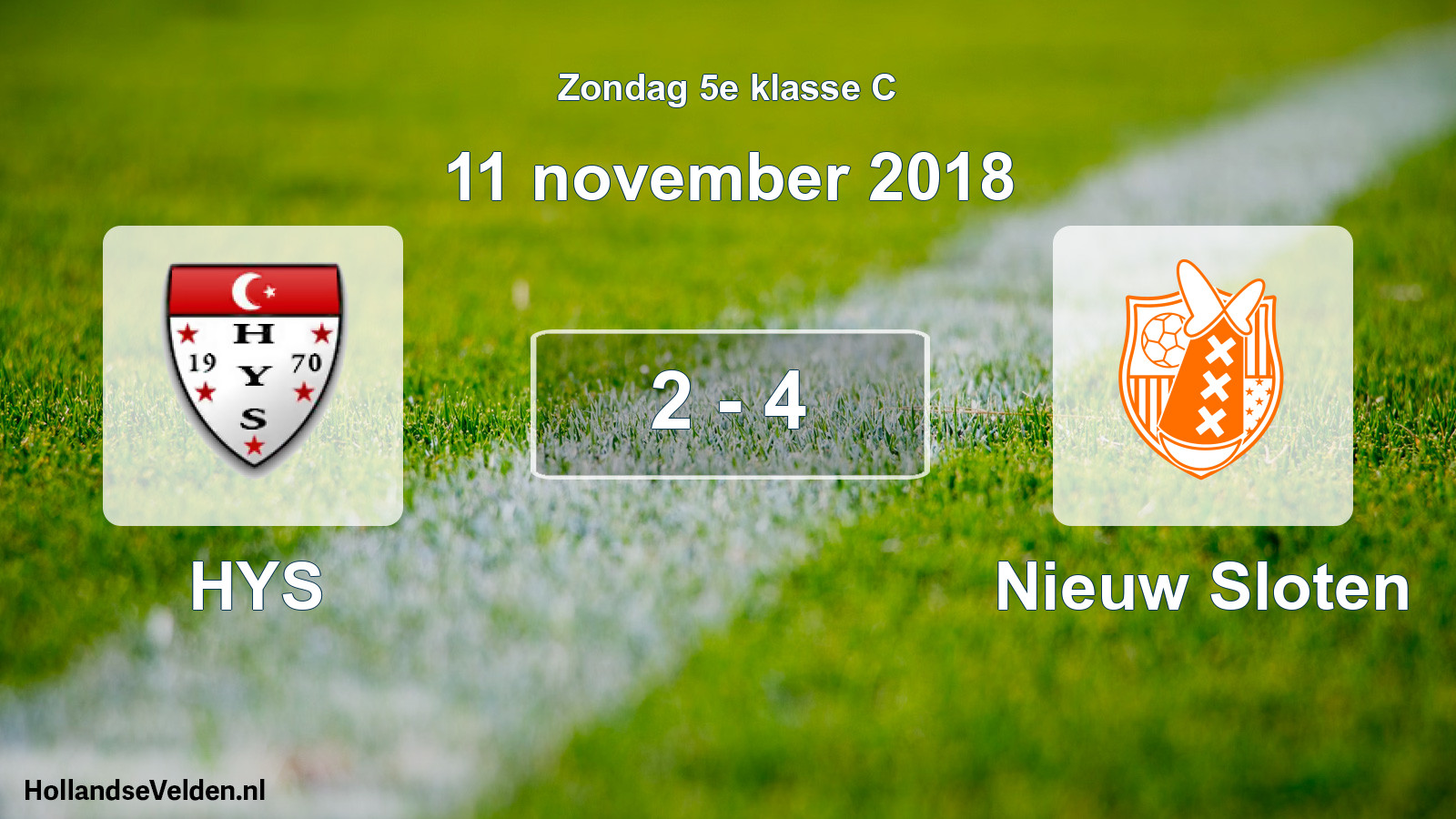 Total number of matches played: HYS - Nieuw Sloten 2 - 4 (11 November 2018)