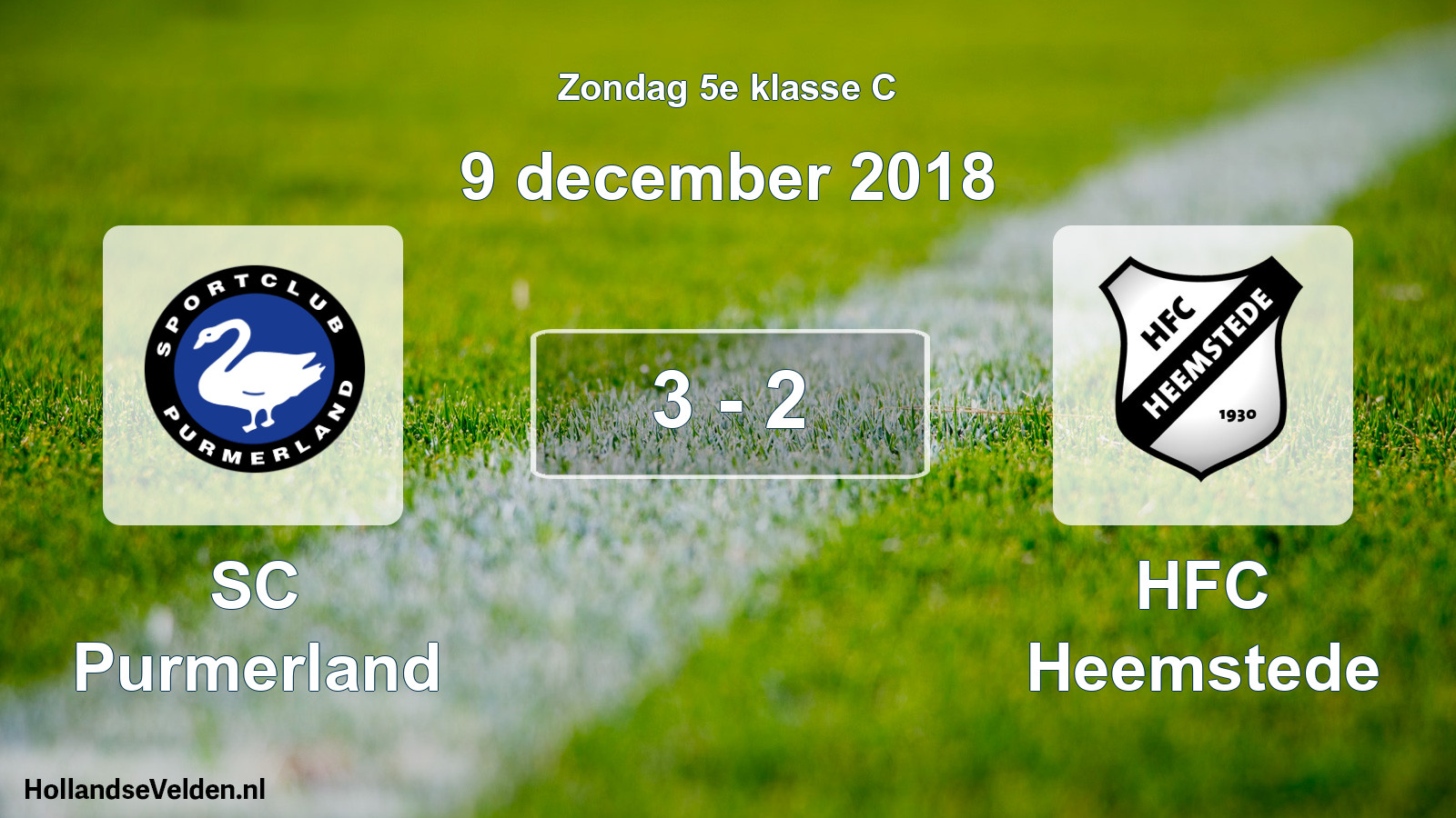 Total number of matches played: SC Purmerland - HFC Heemstede 3 - 2 (9 December 2018)