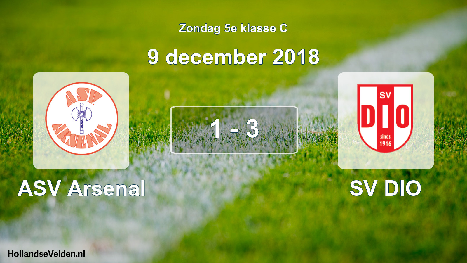 Total number of matches played: ASV Arsenal - SV DIO 1 - 3 (9 December 2018)