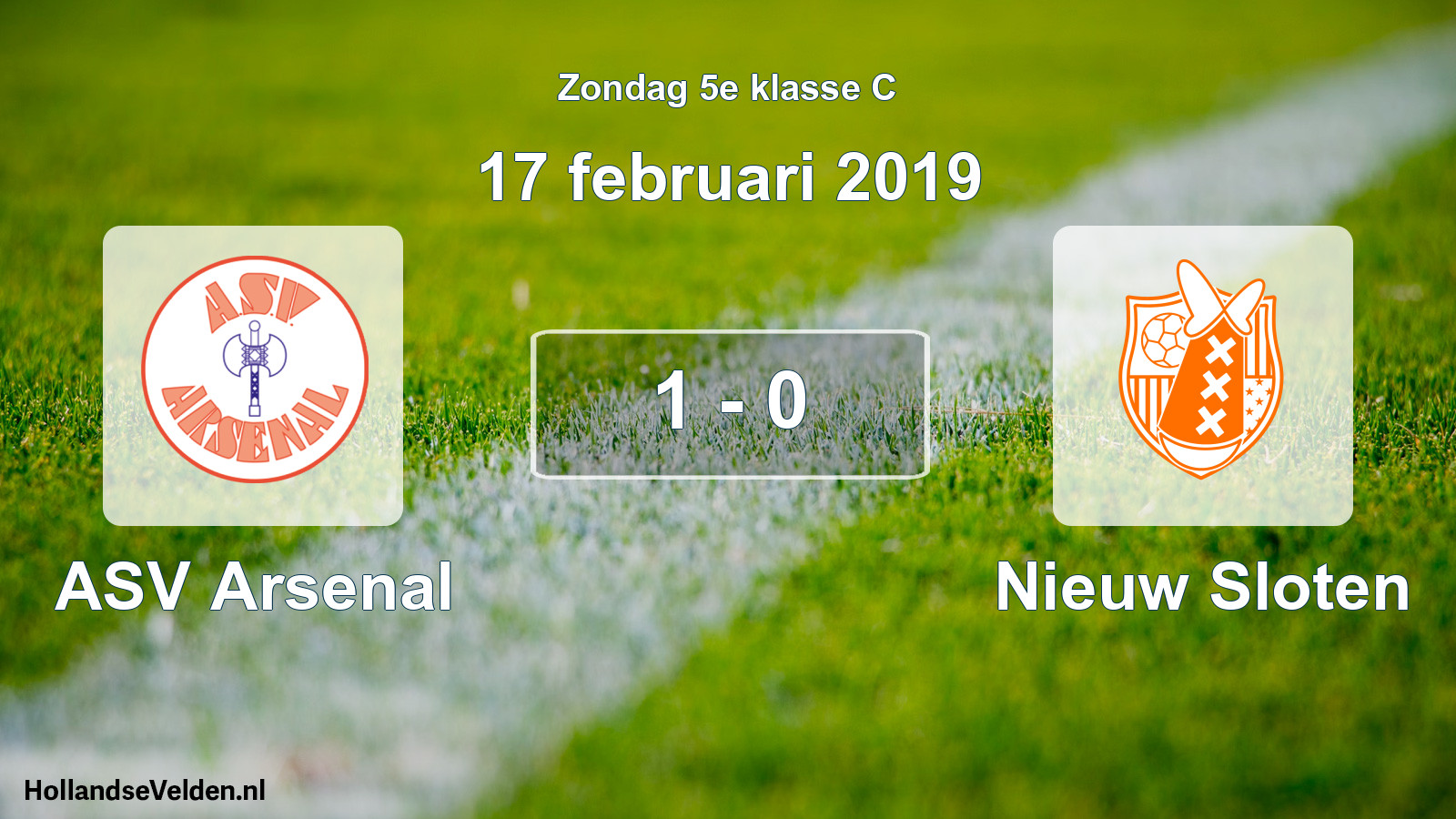 Total number of matches played: ASV Arsenal - Nieuw Sloten 1 - 0 (17 February 2019)