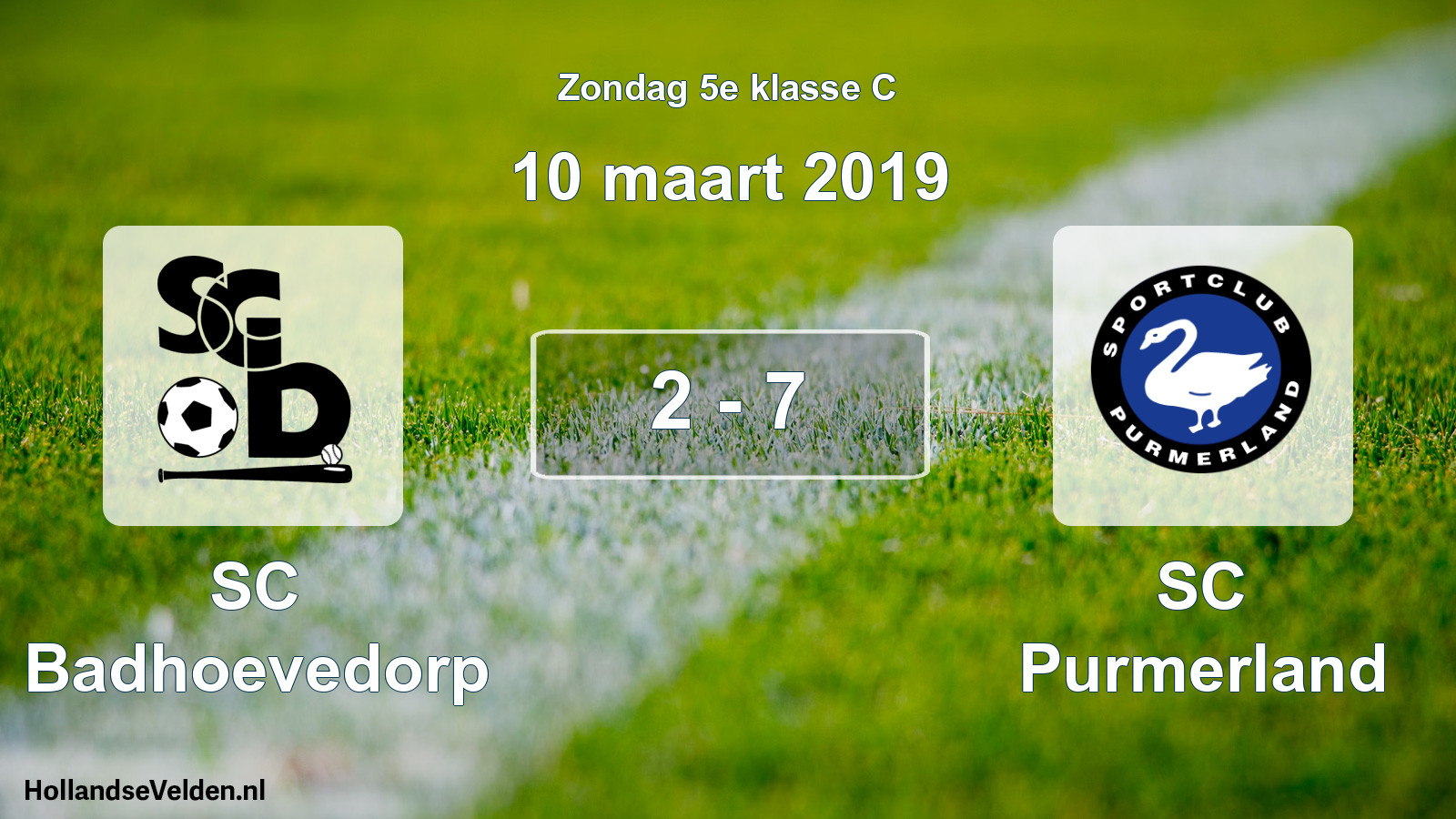 Total number of matches played: SC Badhoevedorp - SC Purmerland 2 - 7 (10 March 2019)