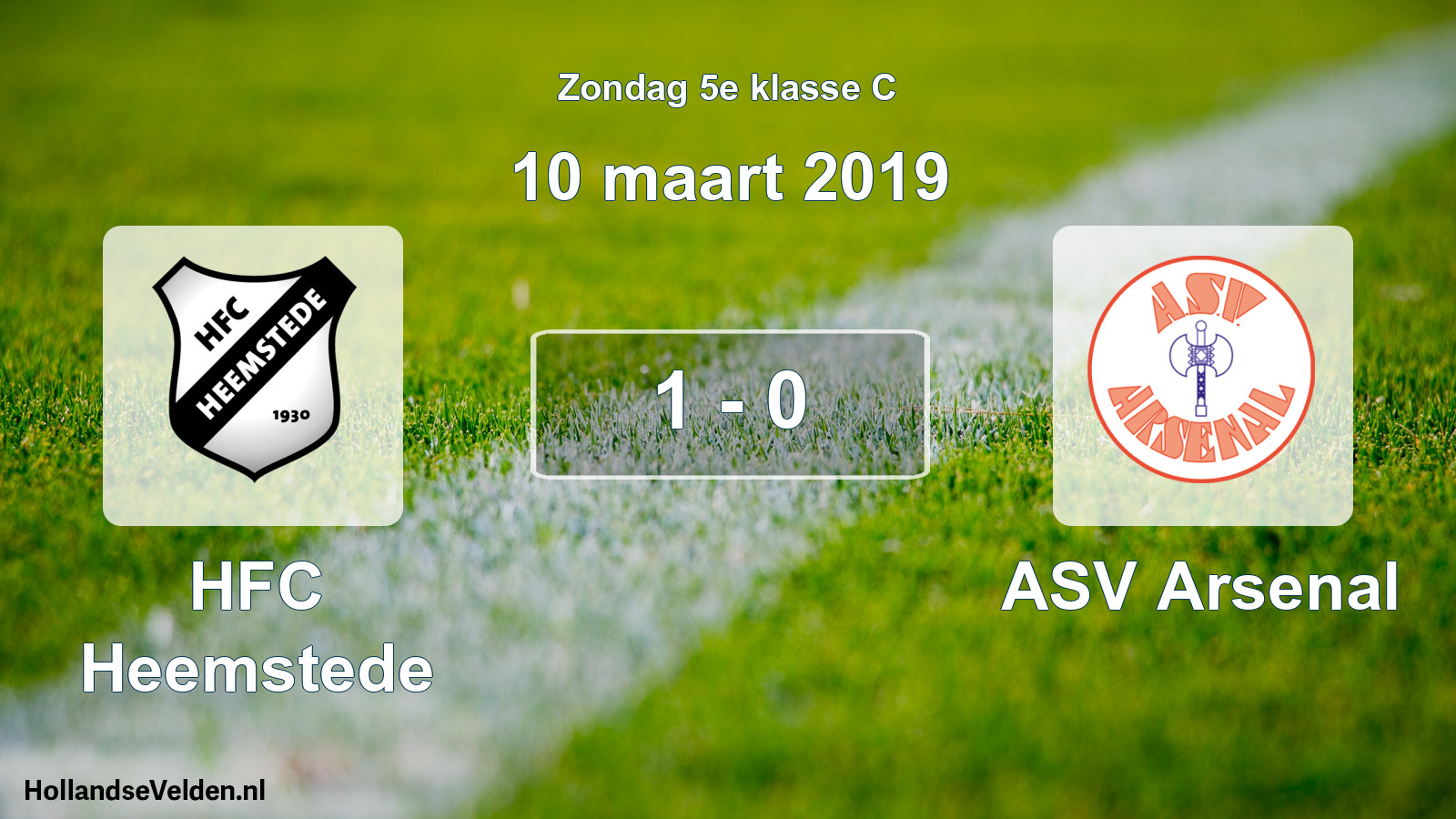 Total number of matches played: HFC Heemstede - ASV Arsenal 1 - 0 (10 March 2019)