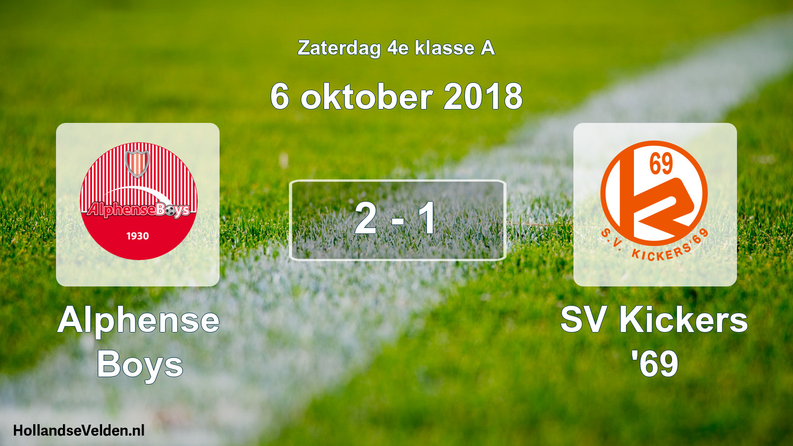 Total number of matches played: Alphense Boys - SV Kickers '69 2 - 1 (6 October 2018)