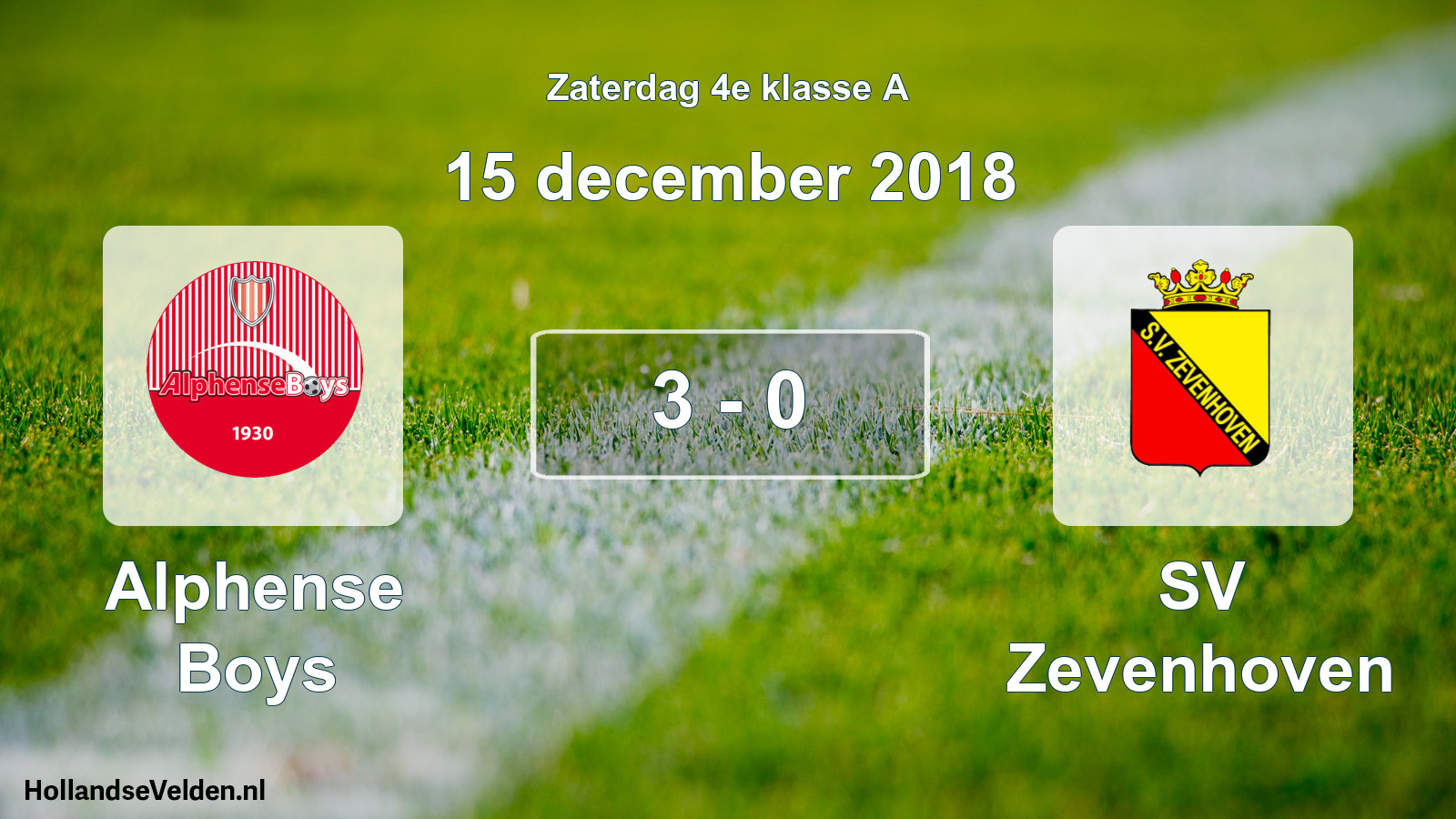 Total number of matches played: Alphense Boys - SV Zevenhoven 3 - 0 (15 December 2018)