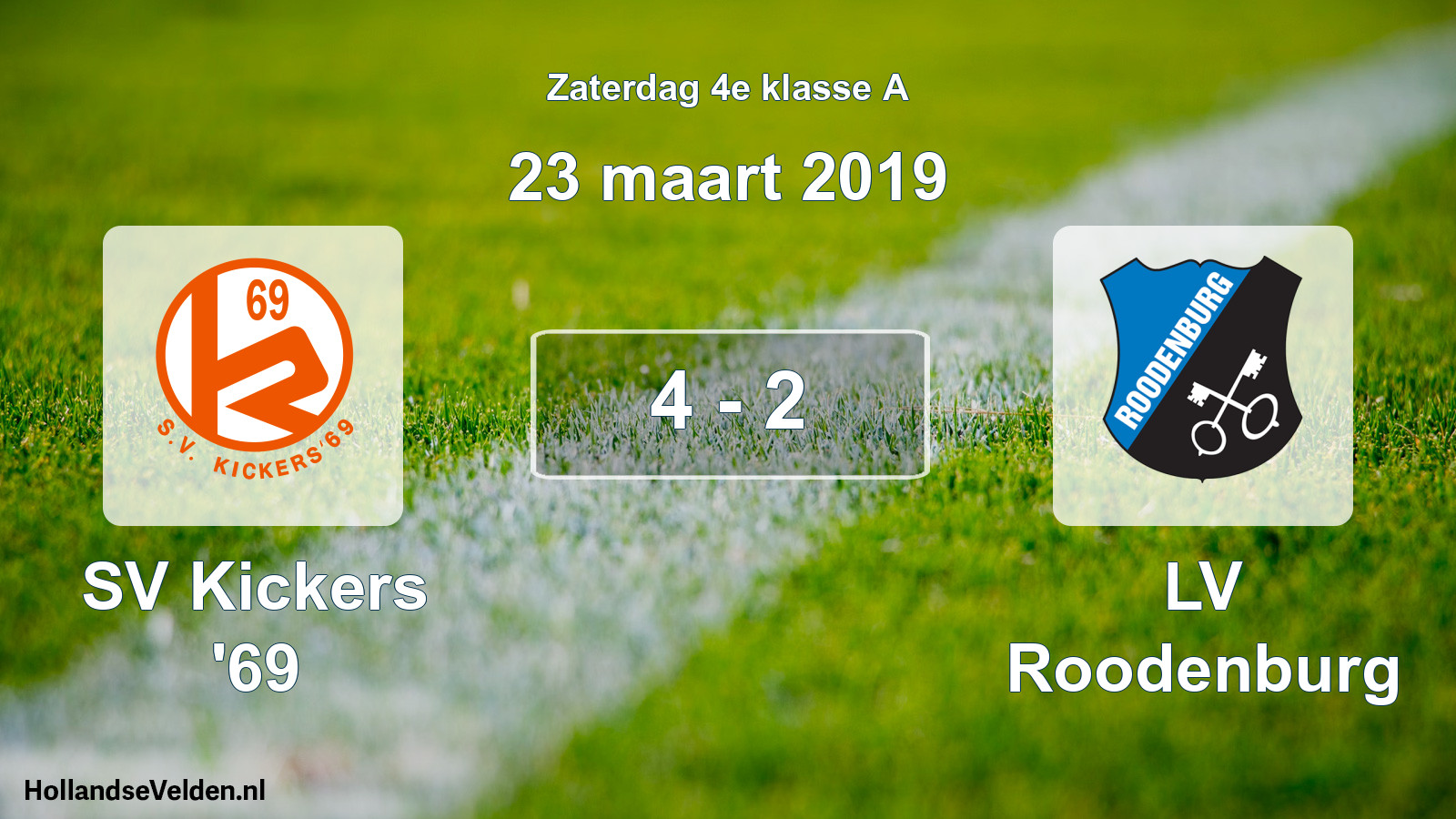 Total number of matches played: SV Kickers '69 - LV Roodenburg 4 - 2 (23 March 2019)