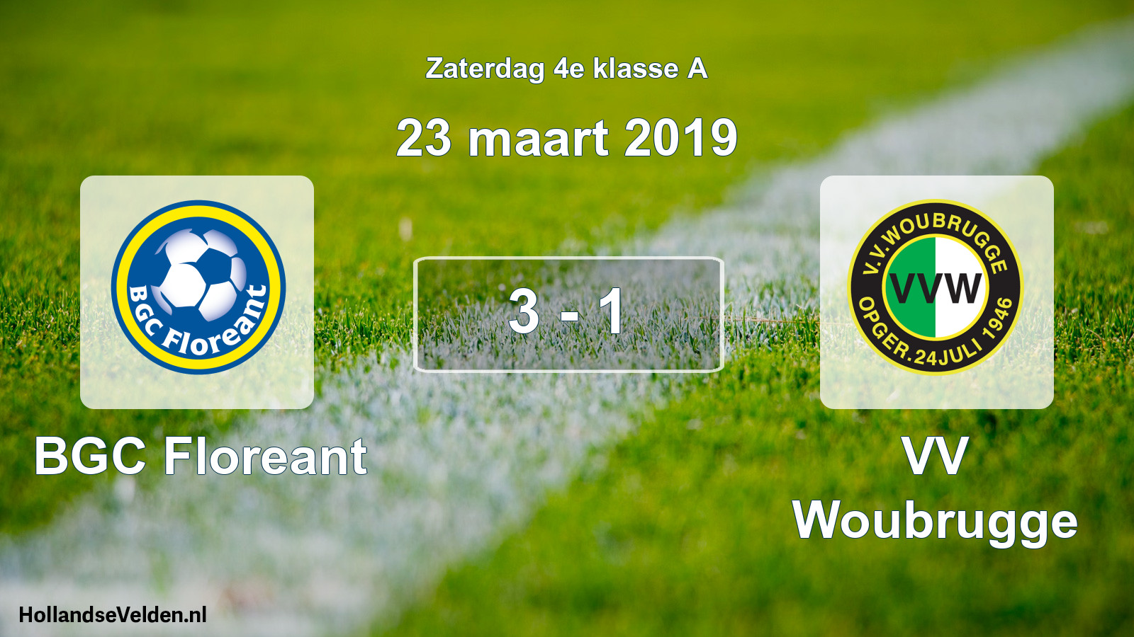 Total number of matches played: BGC Floreant - VV Woubrugge 3 - 1 (23 March 2019)