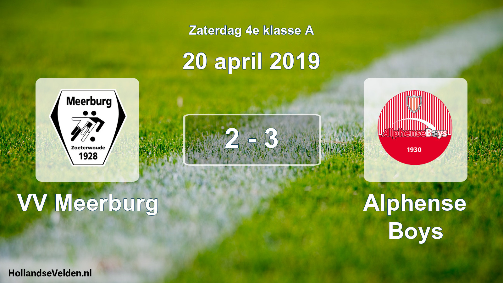 Total number of matches played: VV Meerburg - Alphense Boys 2 - 3 (20 April 2019)