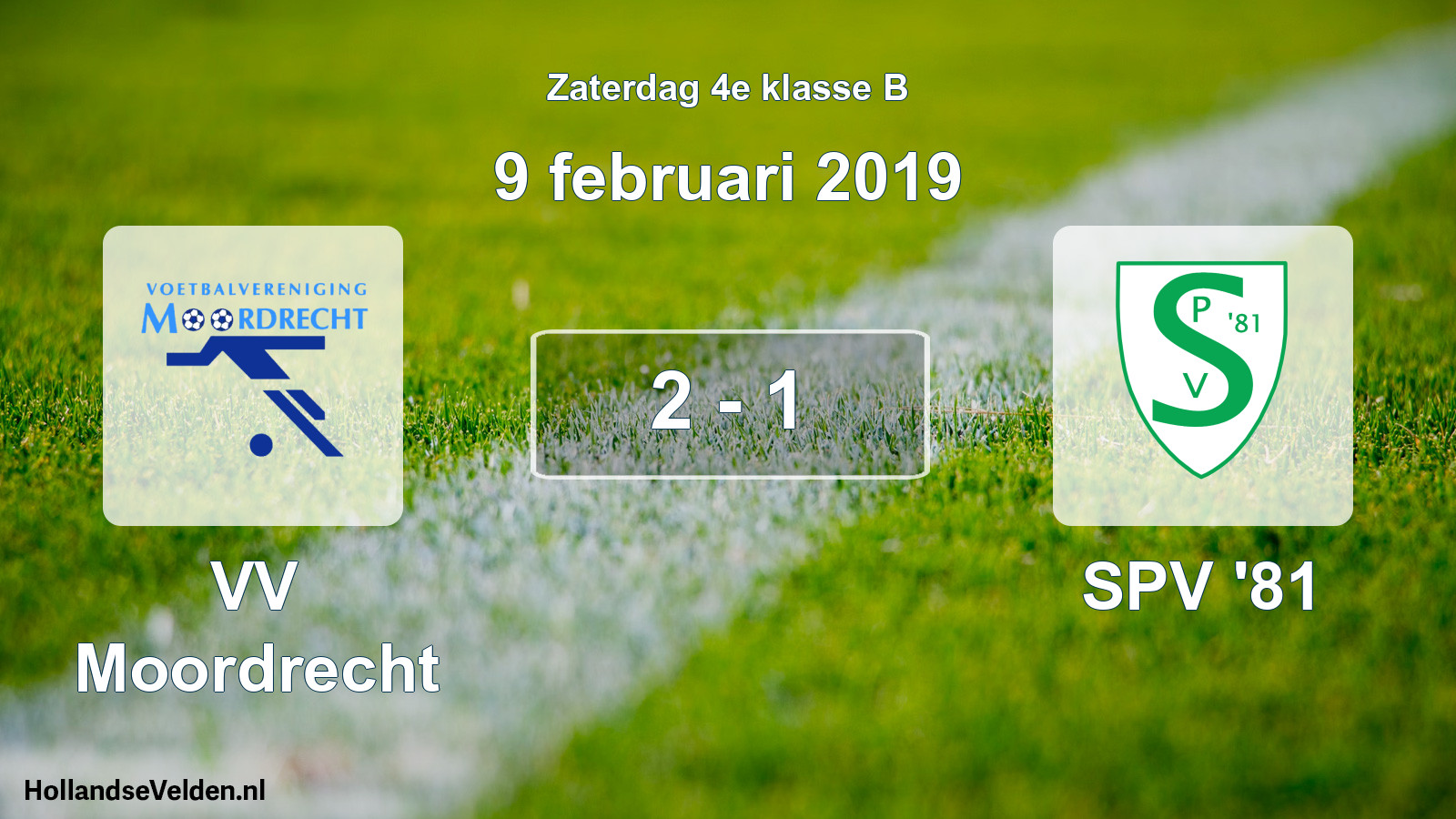 Total number of matches played: VV Moordrecht - SPV '81 2 - 1 (9 February 2019)
