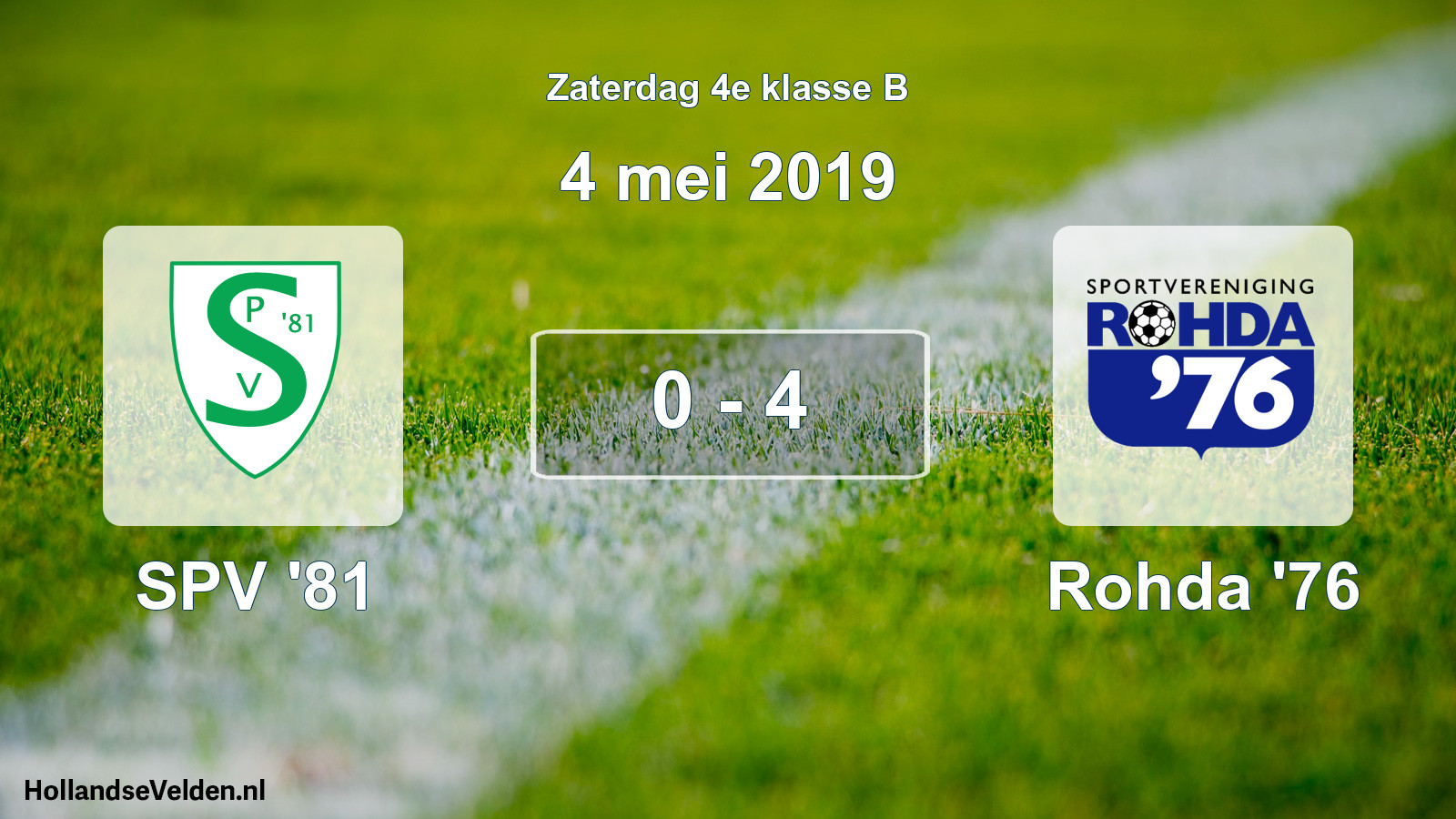 Total number of matches played: SPV '81 - Rohda '76 0 - 4 (4 May 2019)