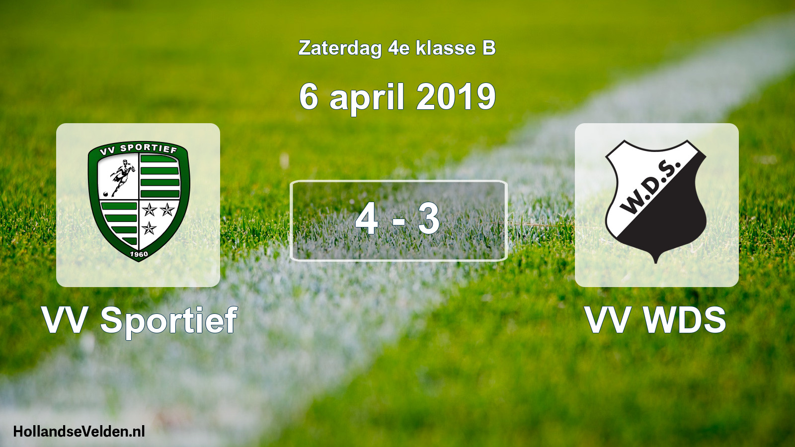 Total number of matches played: VV Sportief - VV WDS 4 - 3 (6 April 2019)