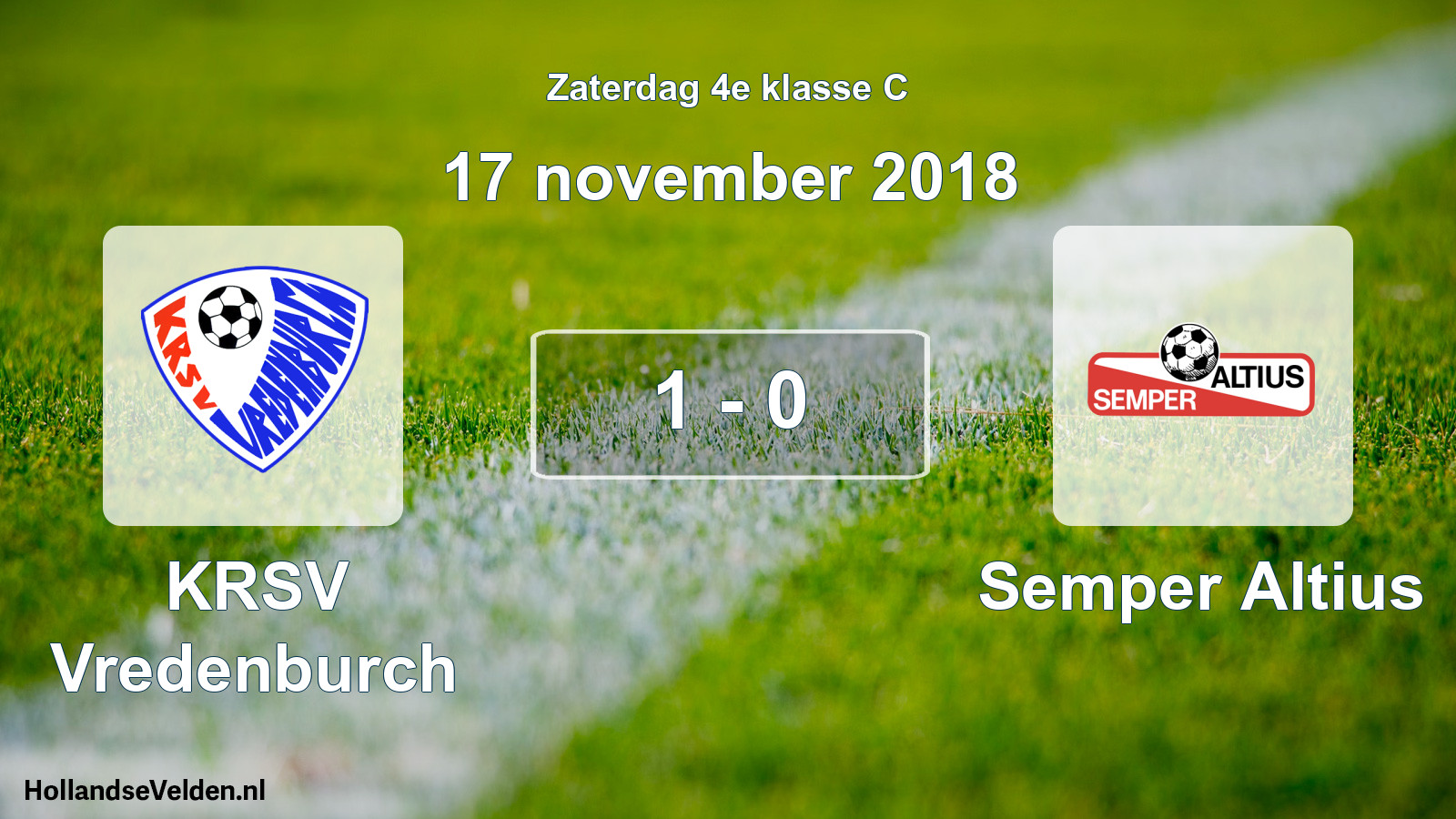 Total number of matches played: KRSV Vredenburch - Semper Altius 1 - 0 (17 November 2018)