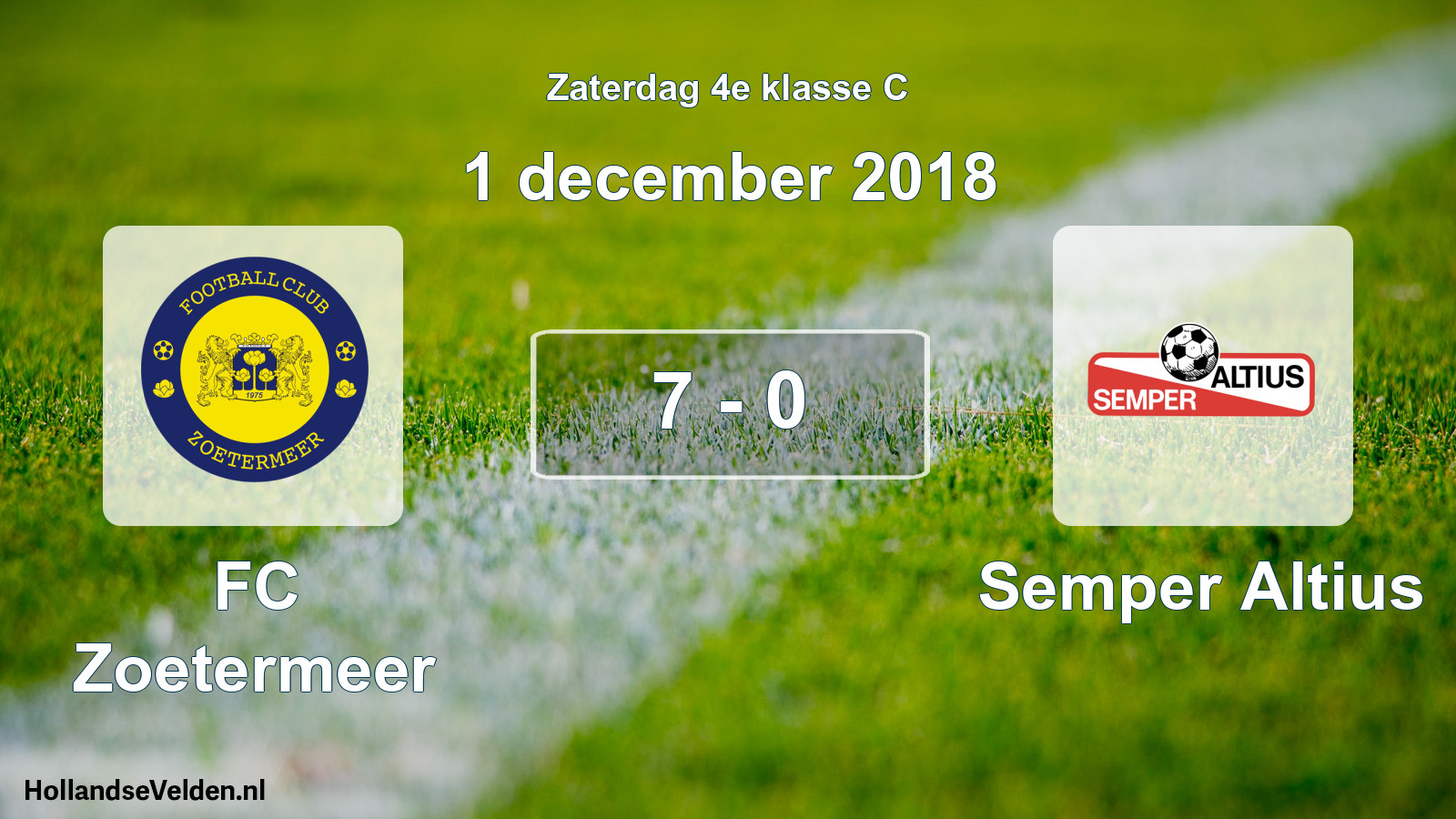 Total number of matches played: FC Zoetermeer - Semper Altius 7 - 0 (1 December 2018)