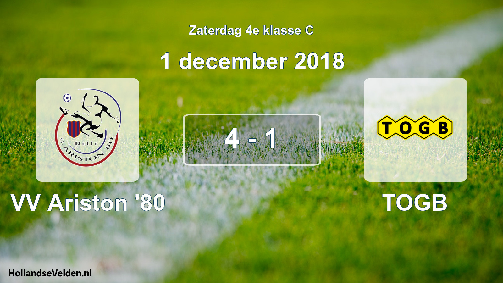 Total number of matches played: VV Ariston '80 - TOGB 4 - 1 (1 December 2018)